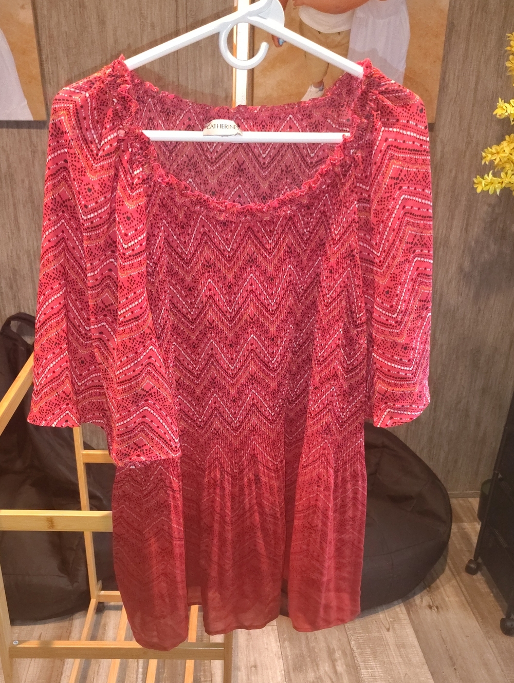 Catherines Red Printed Boho Top